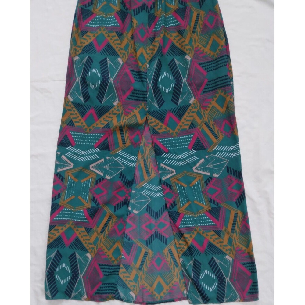 Everly Maxi Dress Aztec Southwestern Geometric Green Womens Size Small - Picture 7 of 9